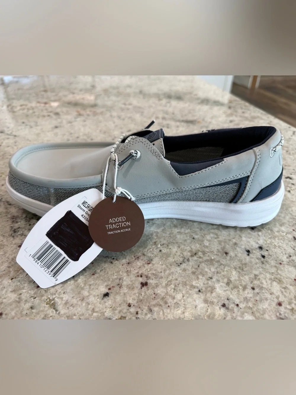 HEYDUDE Welsh Grip Classic Mesh Men's Boat Shoe - Grey/Navy